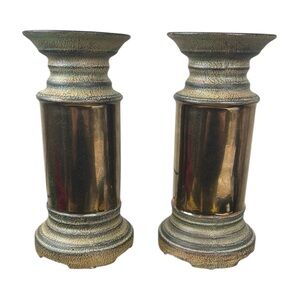 Vintage-Style Pillar Candle Holders Antique copper Finish – Set‎ of 2